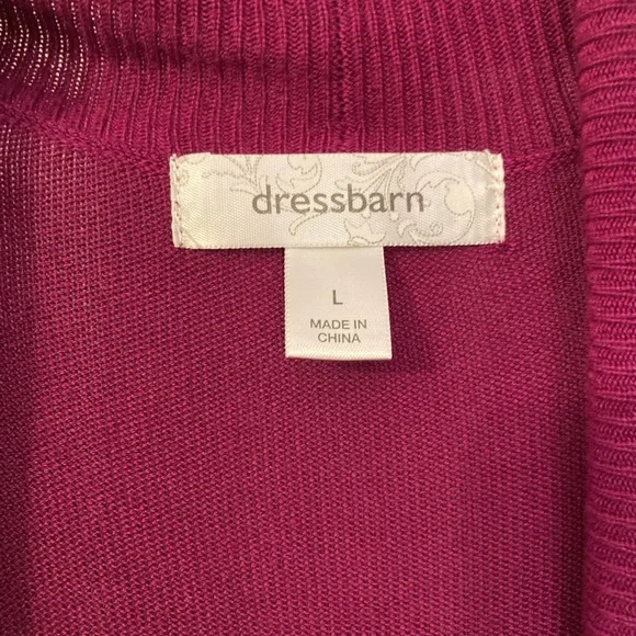 Dress Barn Purple Fuchsia Sweater Jacket Cardigan Peplum Woman’s Large Ruched - Picture 7 of 8